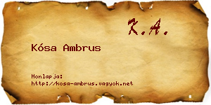 Kósa Ambrus névjegykártya