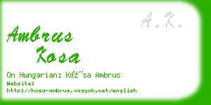 ambrus kosa business card